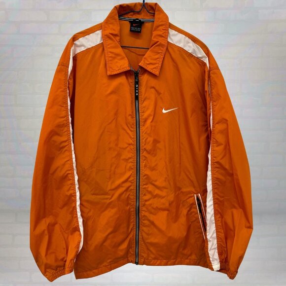 Vintage 90s Nike Orange Windbreaker Jacke Size Large - Picture 1 of 5
